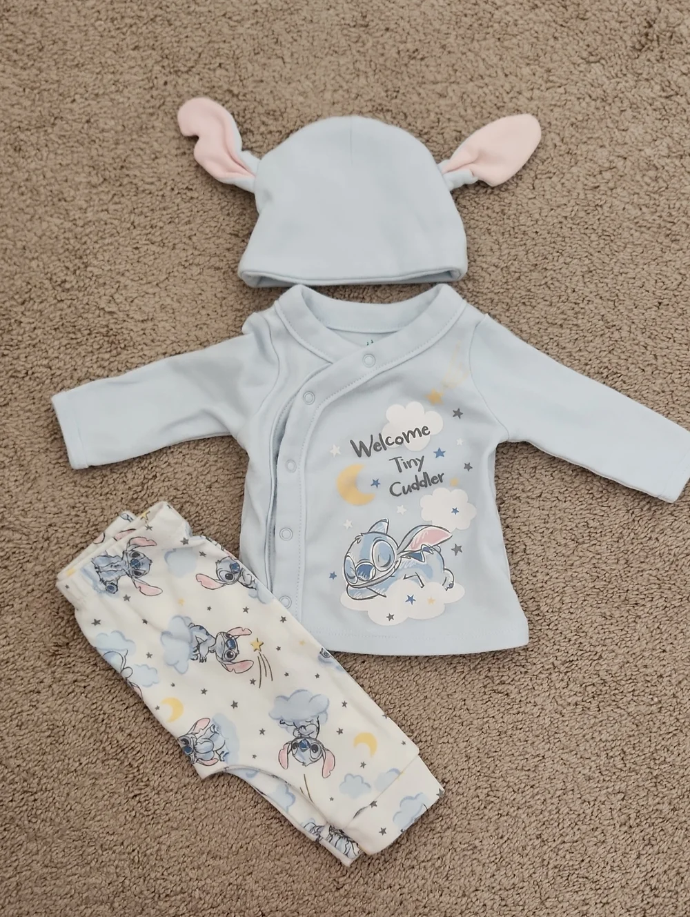 Disney Blue Baby Matching Set with Hat and Bunny Ears